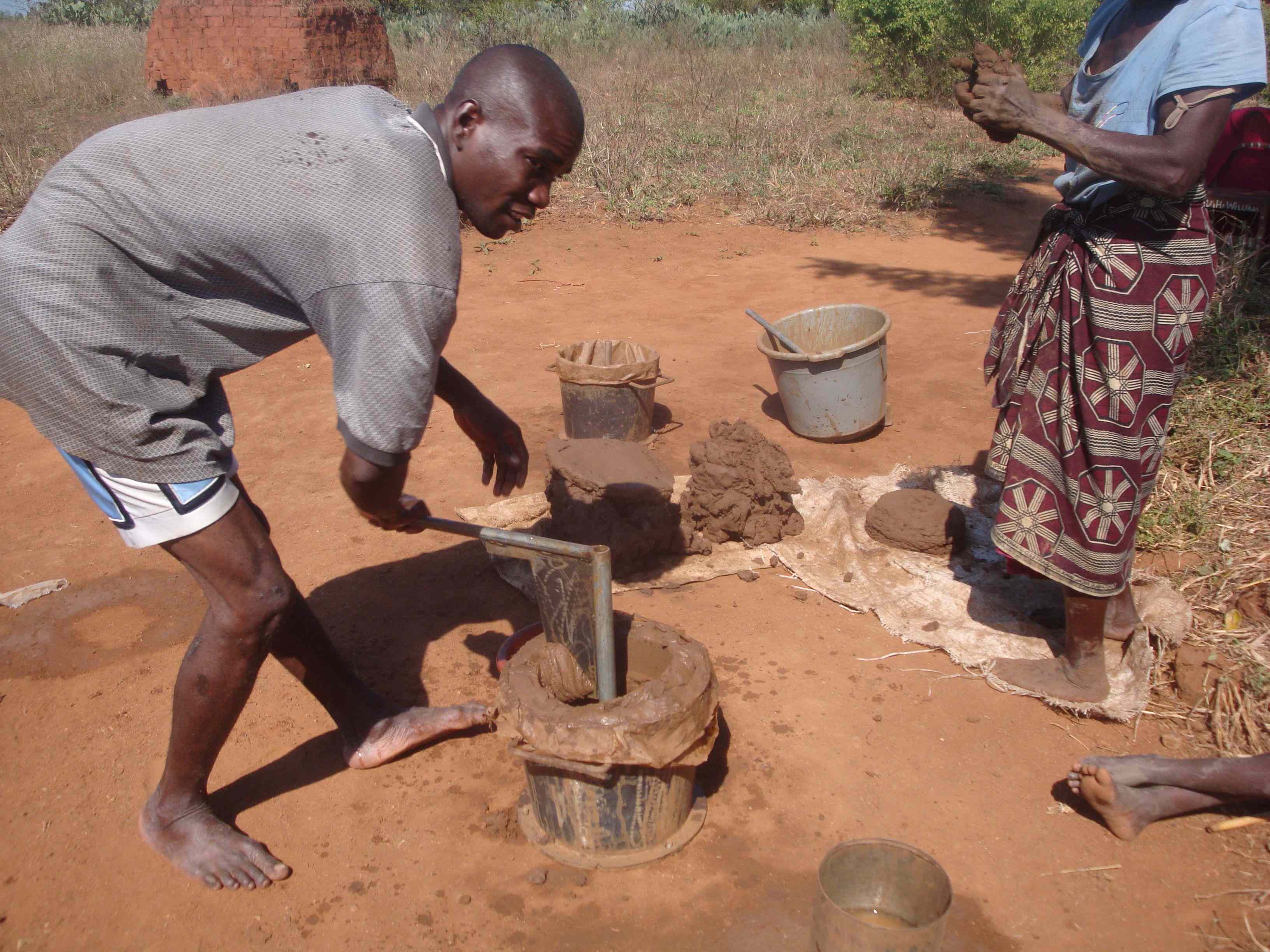 Using a simple mould, villagers can make about 10 fuel efficient stoves a day. They can then sell these for about $1 each.