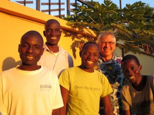 Saying farewell to the guards of Parmodzi flats, Namiwawa. Joseph, Robert, Austin, MB, Francis. 